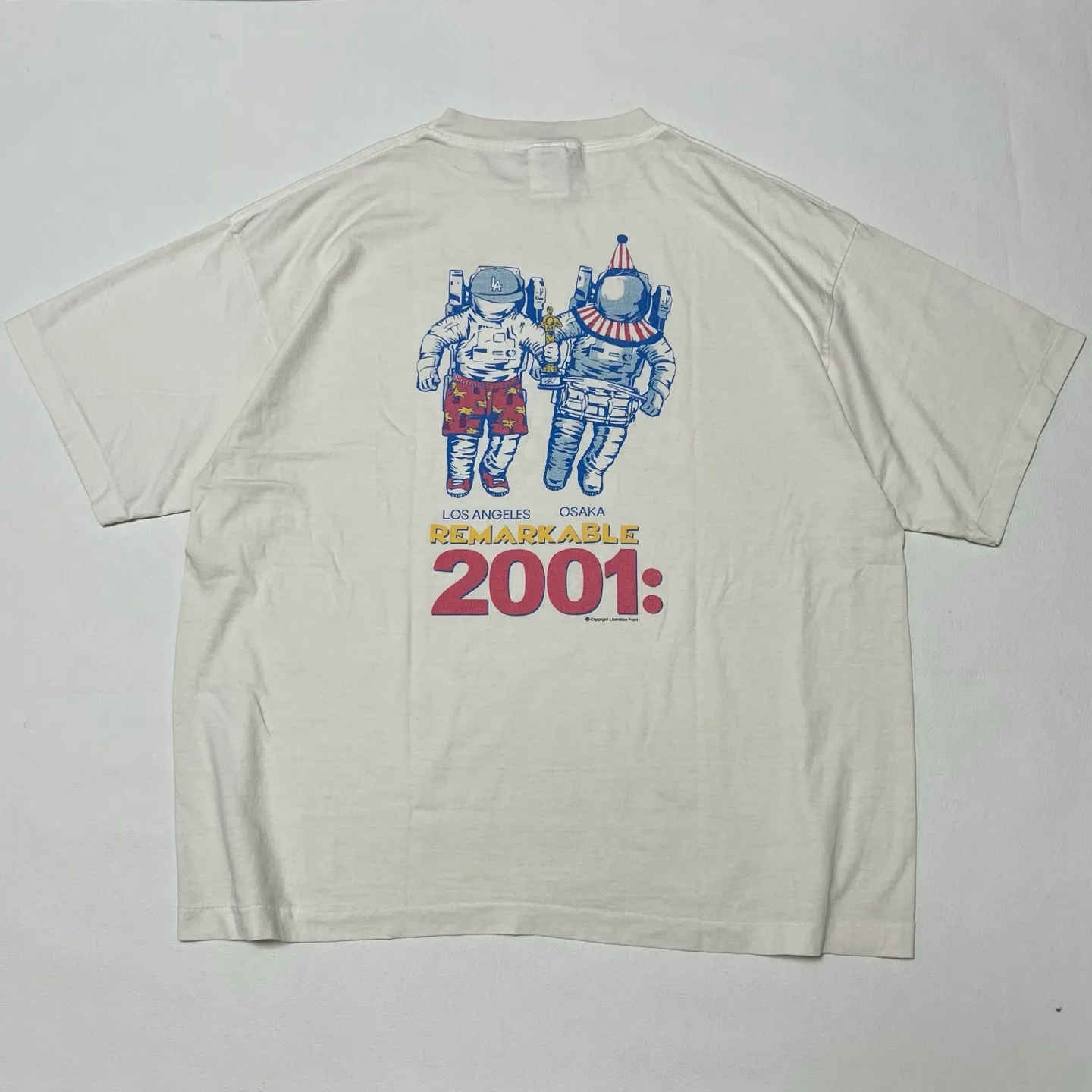 SAINT Mxxxxxx × Sean Wotherspoon SW_SS TEE/ASTRO/WHT SW joint retro enzyme-washed old tee Astronaut distressed short-sleeved off-white S-XL Correct version Customized SW joint wash water label Original development Production without looking at pictures Printing pixel level restoration Handmade acrylic ready-made clothing graffiti ink